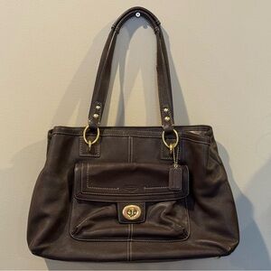 Coach F1282-F19044 Penelope Carryall Satchel Shoulder Bag Dark Brown Leather